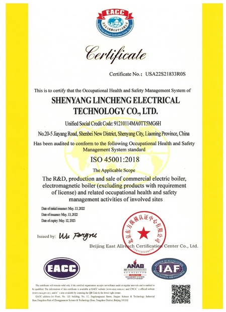 চীন shenyang lincheng Technology Co., Ltd সার্টিফিকেশন